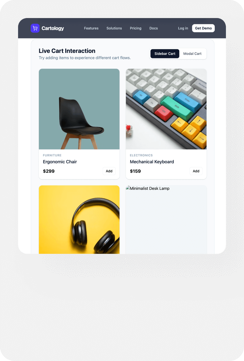 Custom shopping carts & checkout flows