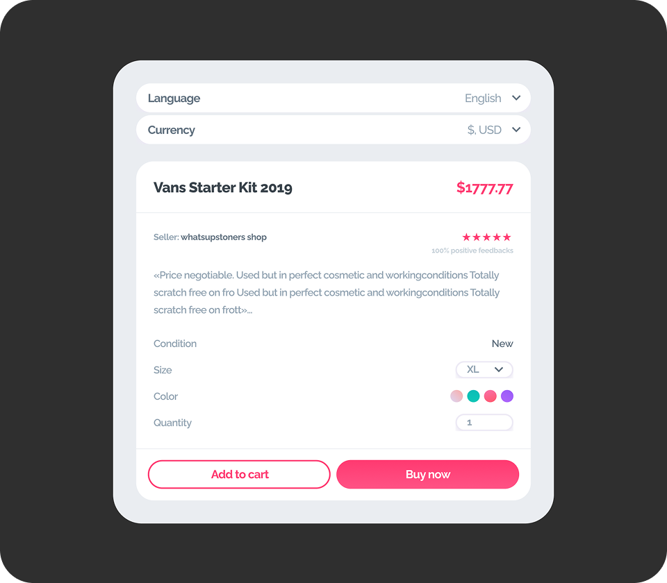 Multi-currency, multi-language support